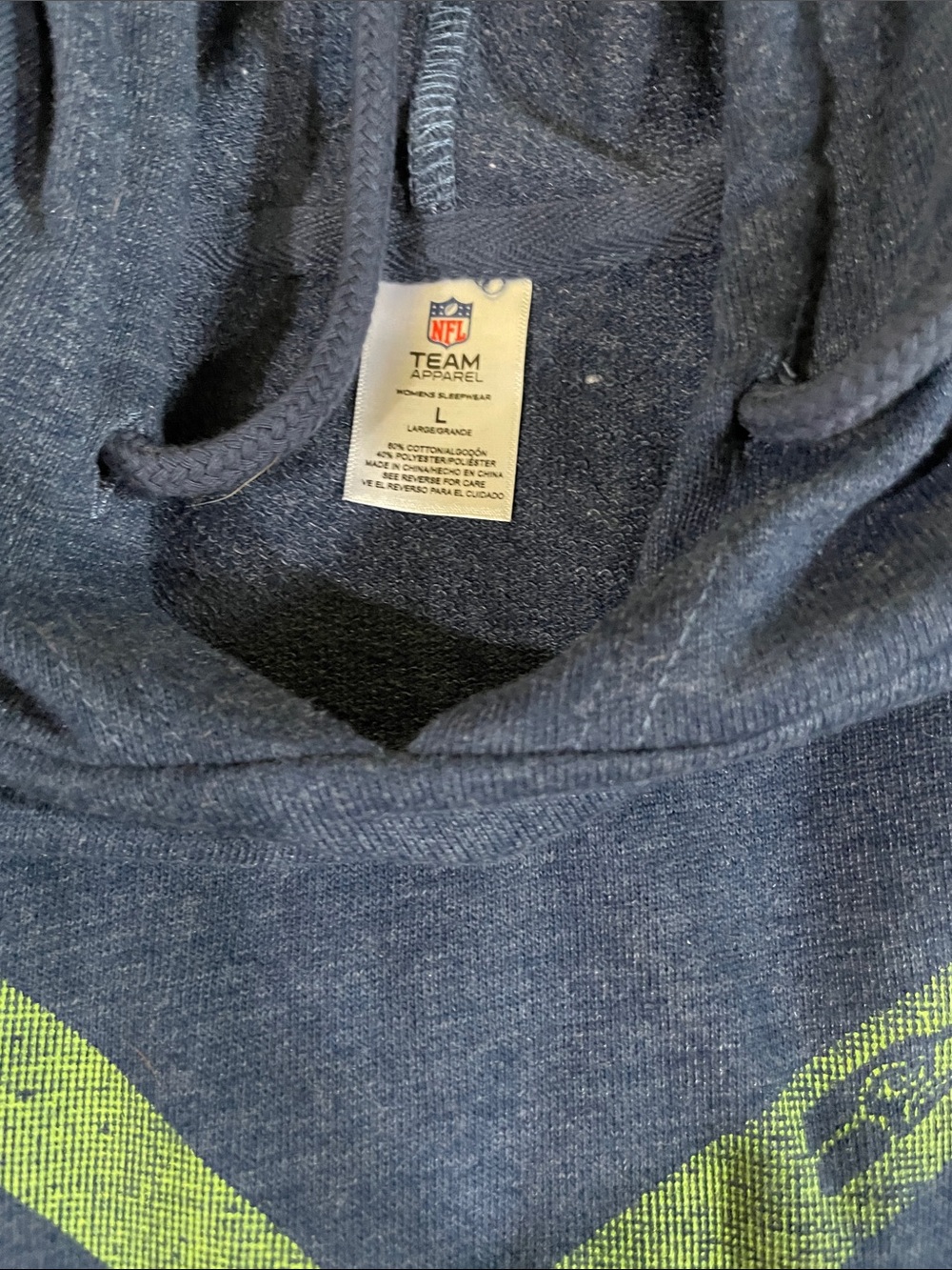 NFL Seattle Seahawks Navy Blue Hoodie with Green Chevron - Picture 2 of 6
